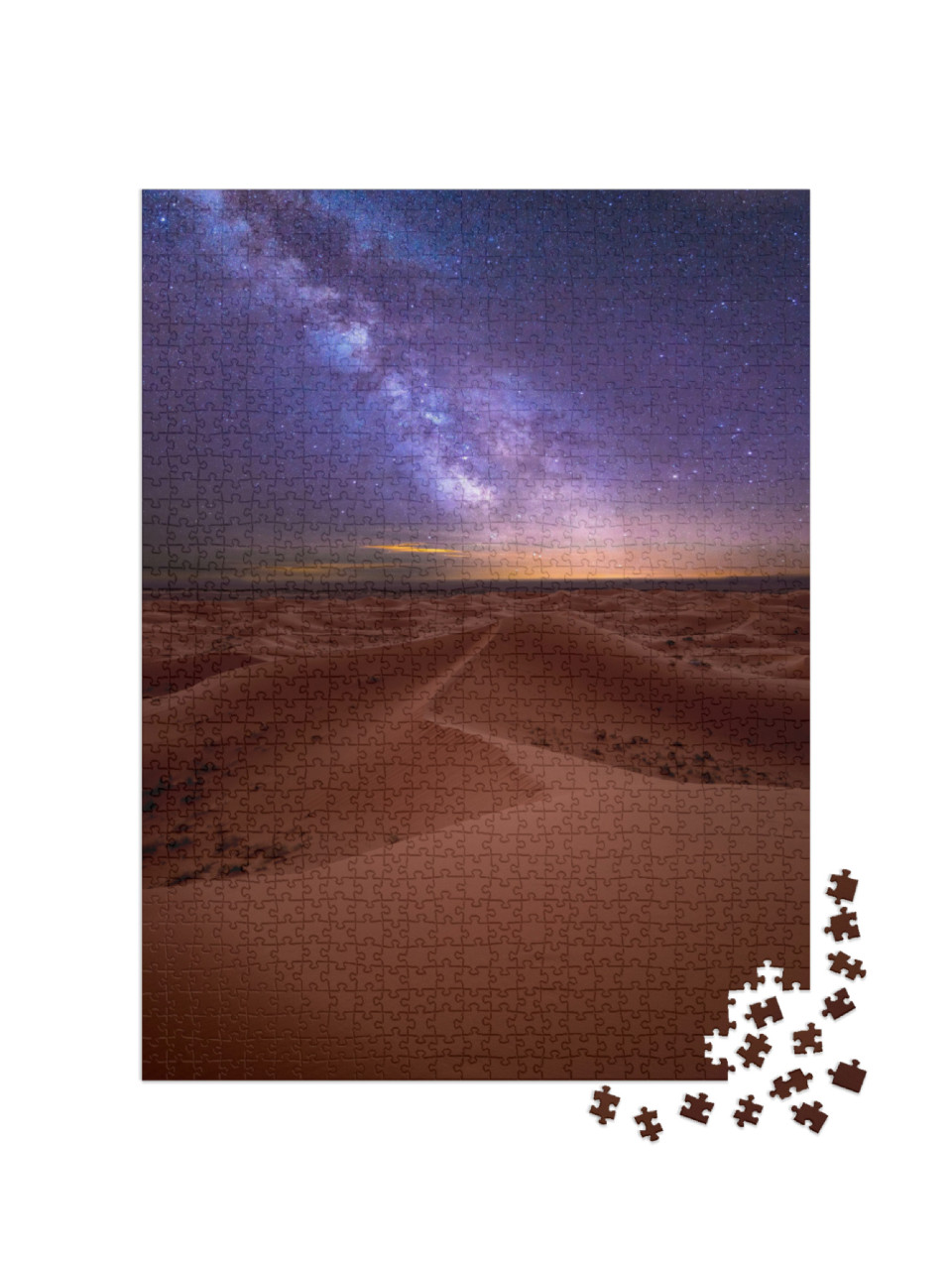 puzzle 1000 dílků „Mléčná dráha nad dunami Erg Chebbi na Sahaře v Maroku“