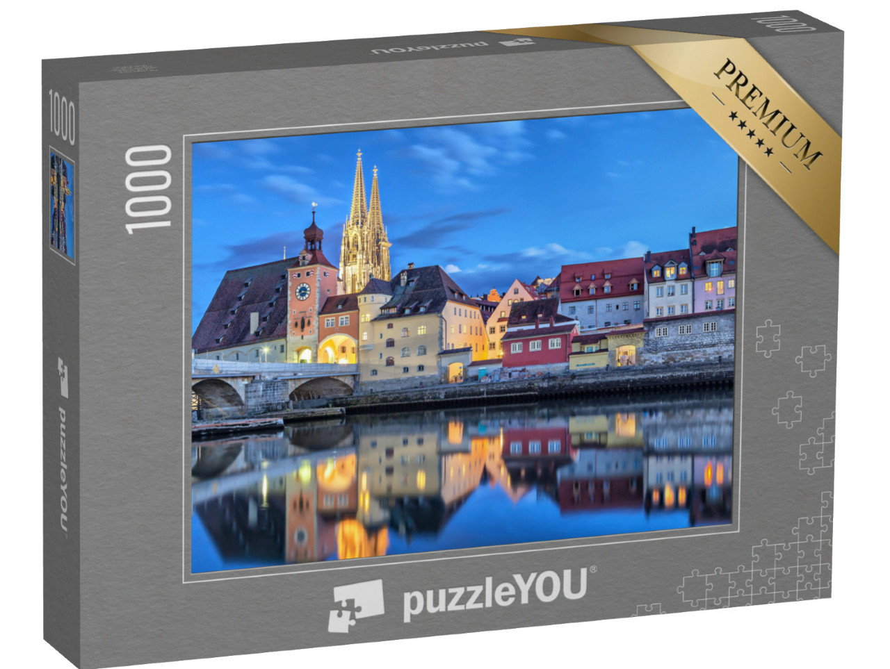 puzzle 1000 dílků „Historický kamenný most, Regensburg, Německo“