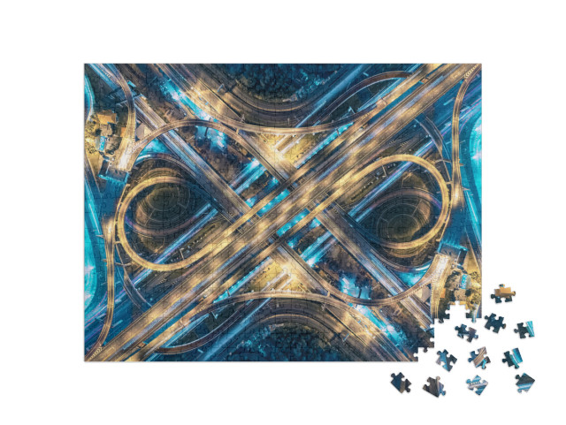 puzzle 500 dílků „Letecký pohled na silniční dopravu v thajském městě“