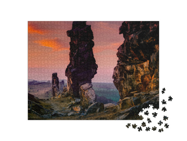 puzzle 1000 dílků „Čertova stěna, pohoří Harz, Německo“