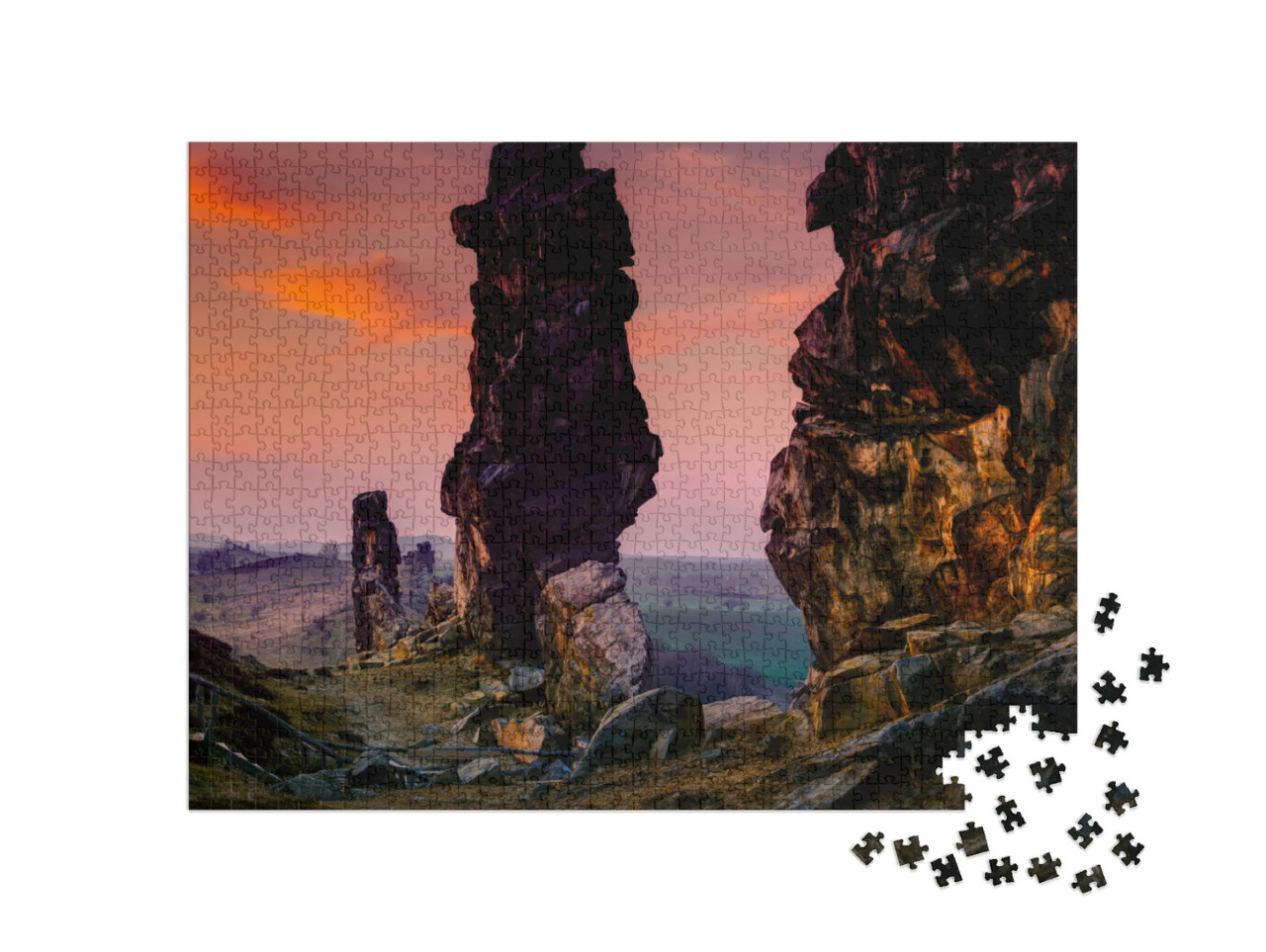 puzzle 1000 dílků „Čertova stěna, pohoří Harz, Německo“