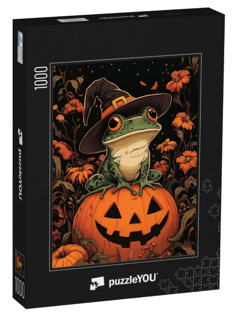 puzzle 1000 dílků „Halloweenská kouzelná žába“
