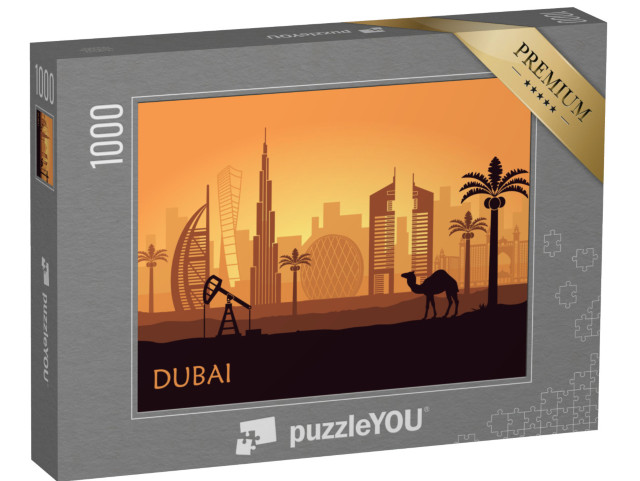 puzzle 1000 dílků „Abstraktní panorama Dubaje za soumraku“