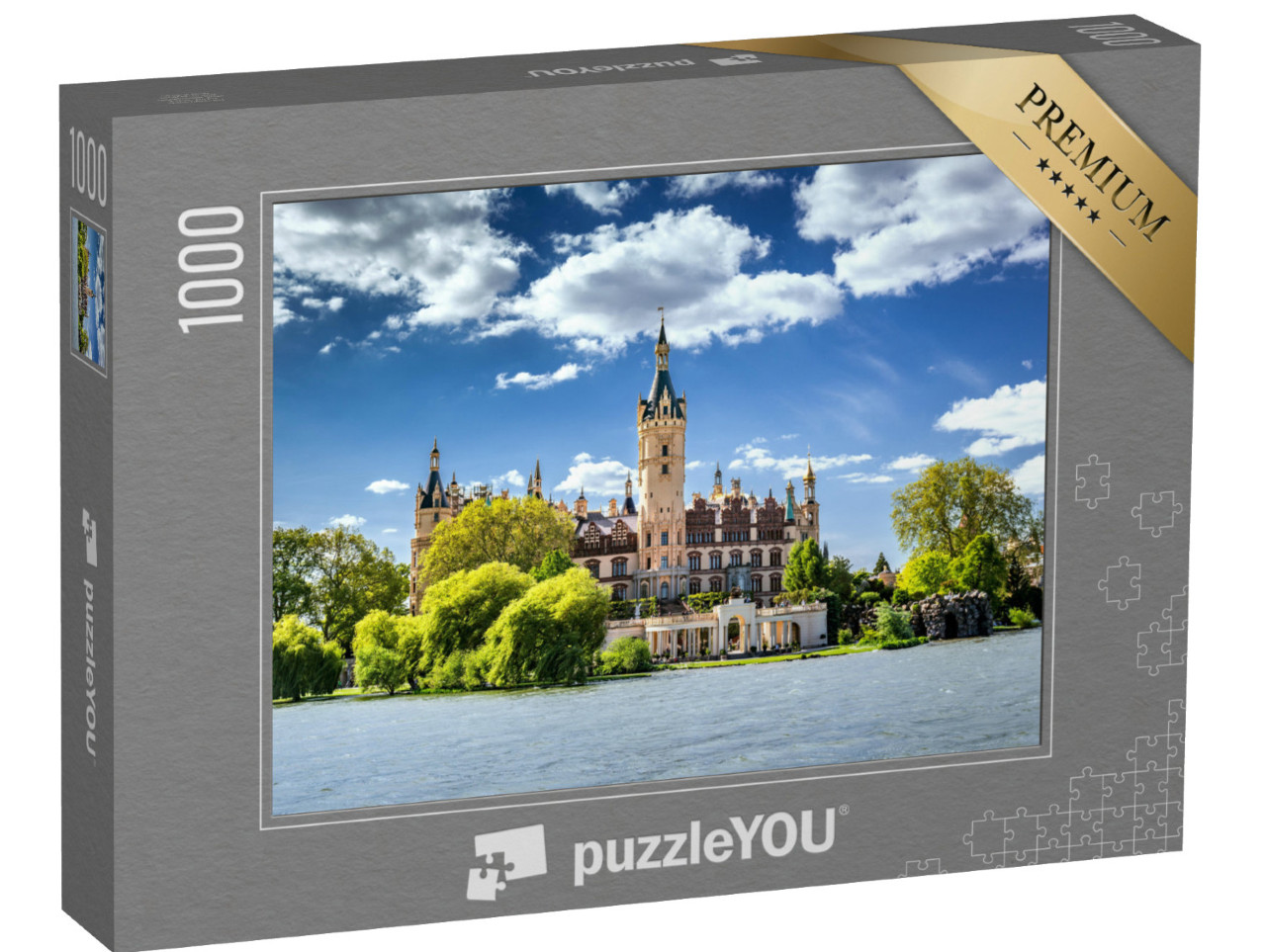 puzzle 1000 dílků „Zámek Schwerin obklopený jezery a lesy“