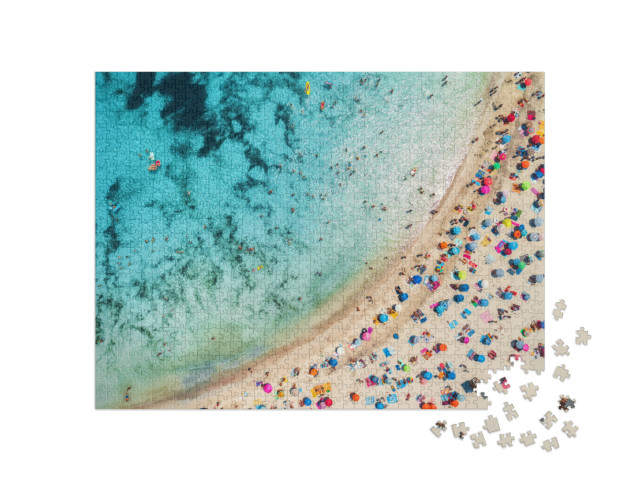 puzzle 1000 dílků „Pohled na život na pláži z ptačí perspektivy“