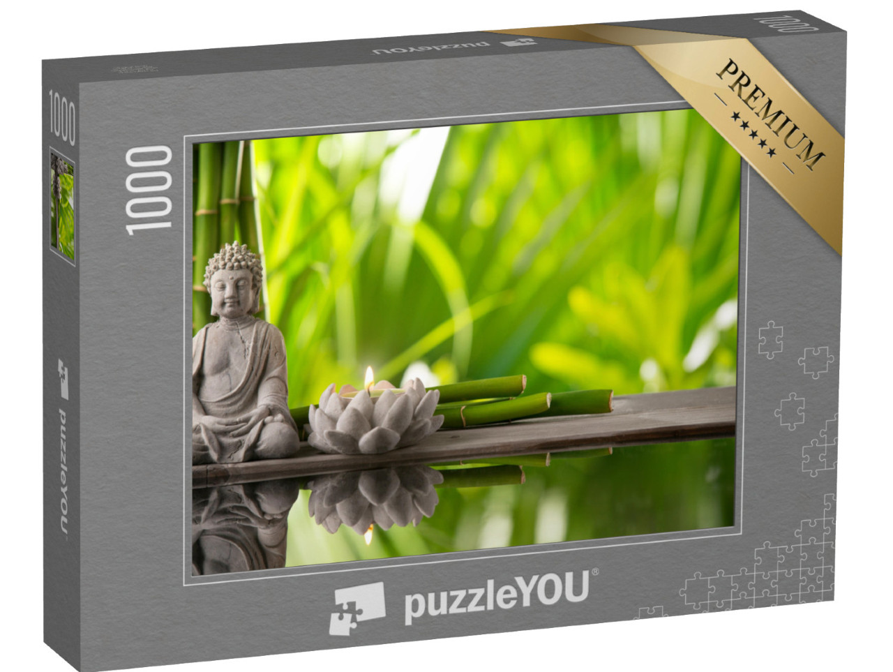 puzzle 1000 dílků „Buddha v meditaci s hořící svíčkou“