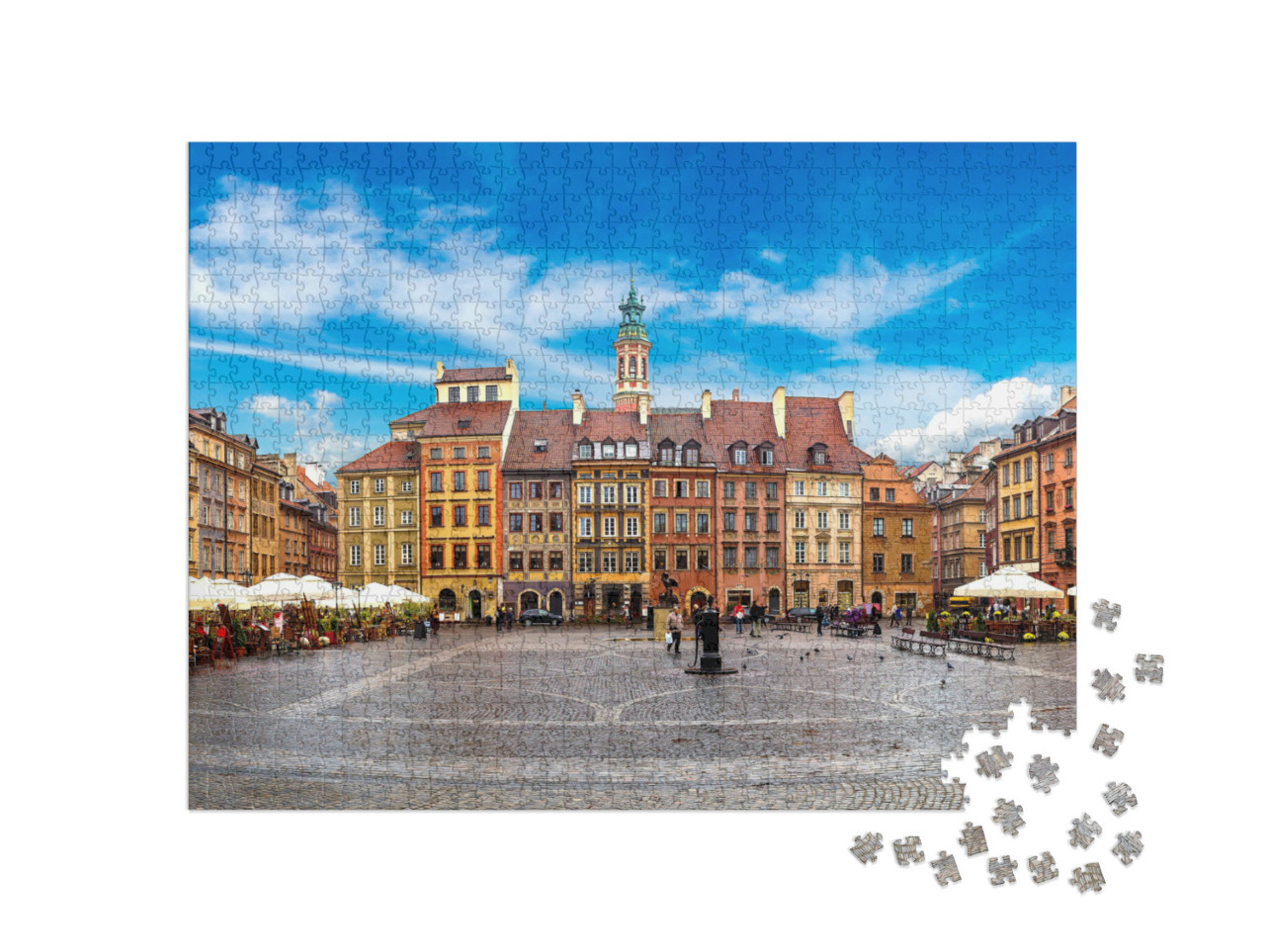 puzzle 1000 dílků „Staroměstské náměstí ve Varšavě v létě, Polsko“