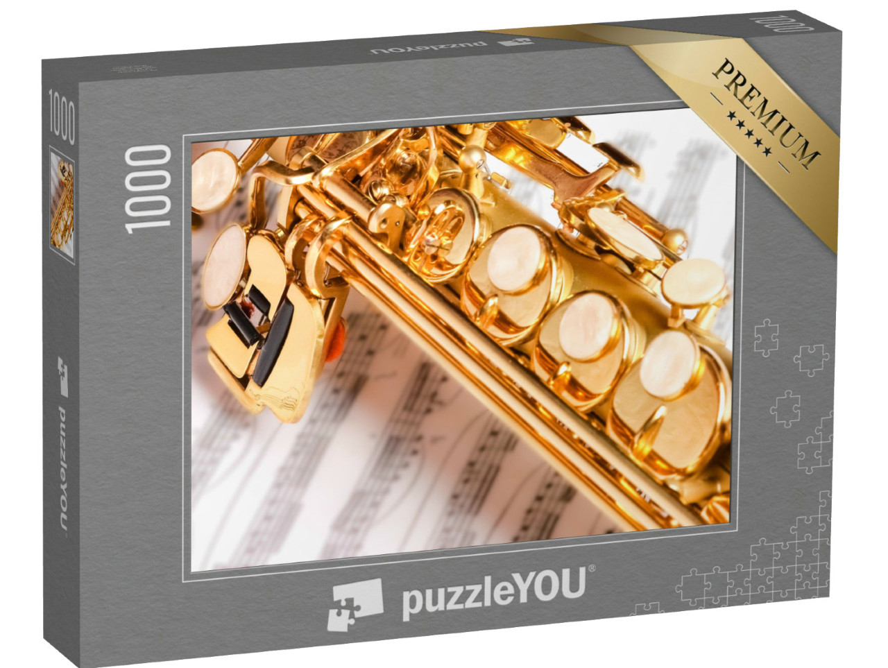 puzzle 1000 dílků „Detailní záběr sopránového saxofonu“