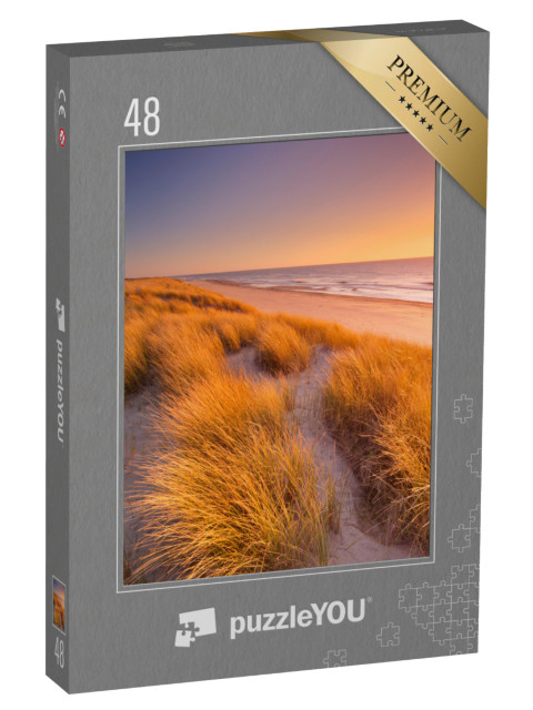 puzzle 48 dílků „Západ slunce nad dunami Texelu v Nizozemsku“