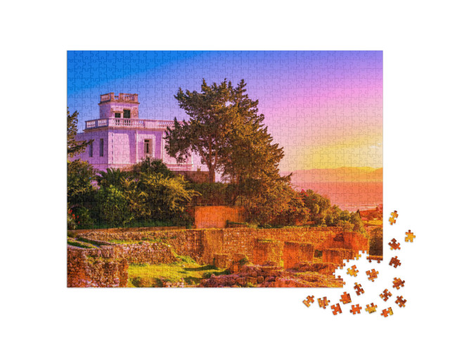 puzzle 1000 dílků „Krajina u starověkého Kartága s pohledem na zříceniny, Tunisko“
