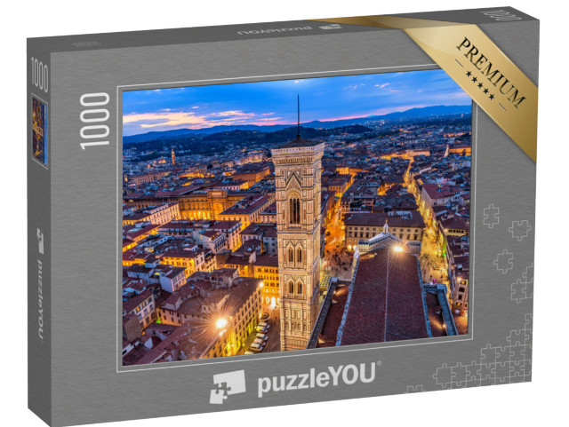 puzzle 1000 dílků „Letecký pohled na Giottovu Campanile za soumraku, historické centrum Florencie“