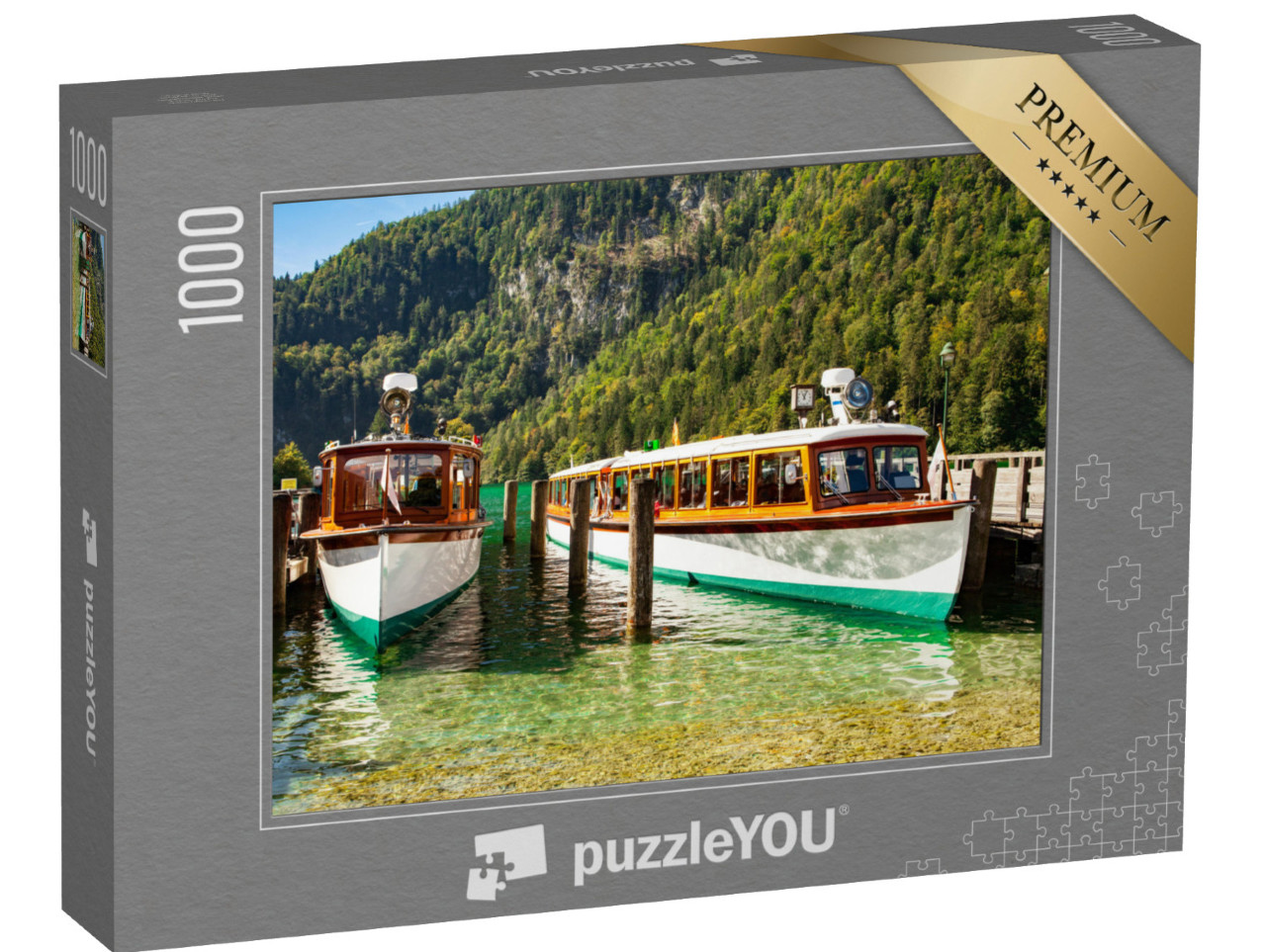 puzzle 1000 dílků „Elektrické turistické lodě na Königssee, Bavorsko“