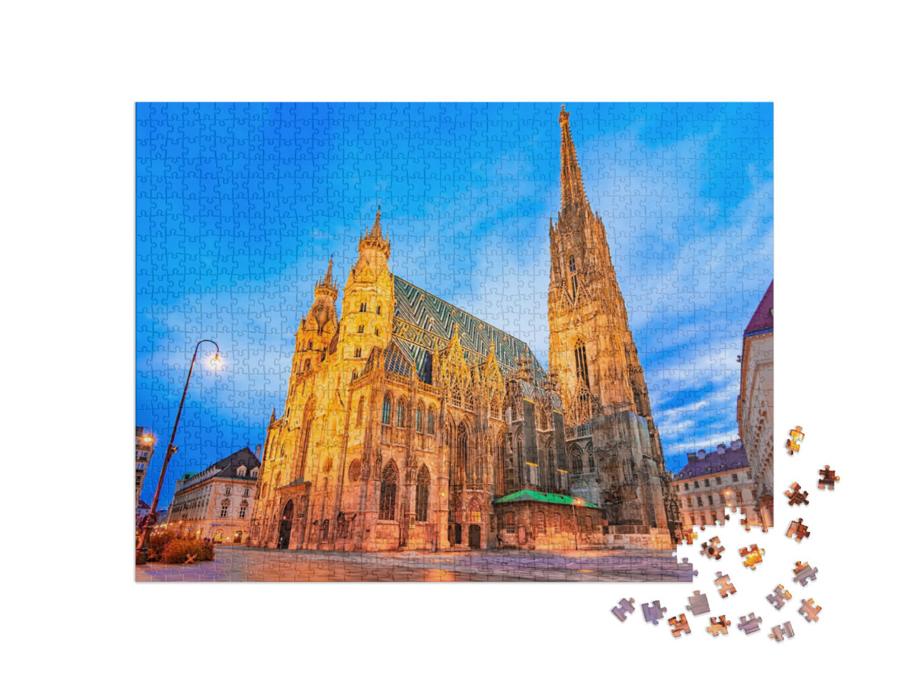 puzzle 1000 dílků „Vídeň, Rakousko: Katedrála svatého Štěpána, brzy ráno“