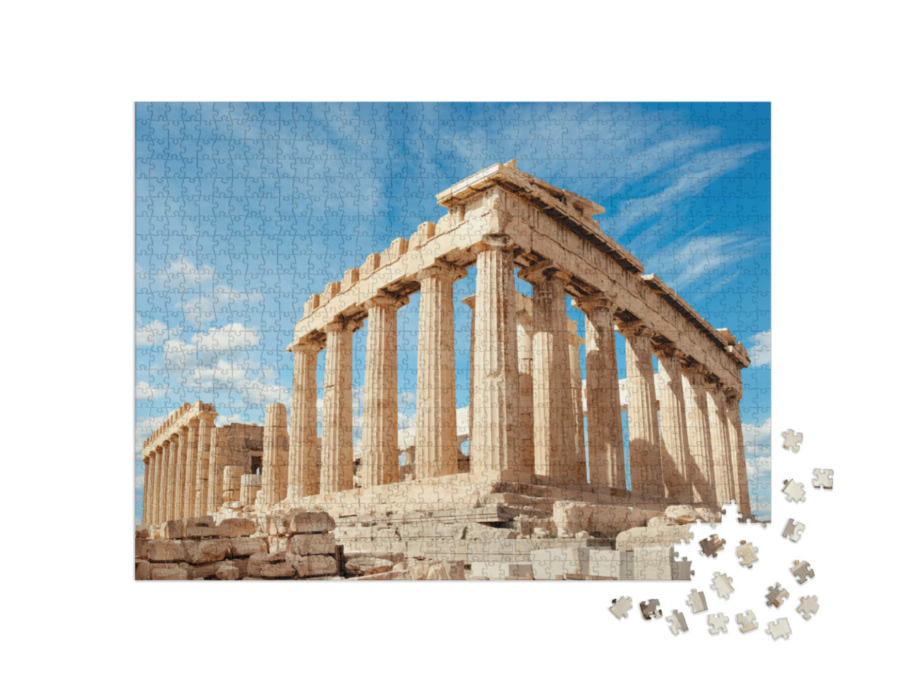 puzzle 1000 dílků „Chrám Parthenon za jasného dne, Akropolis, Athény, Řecko“