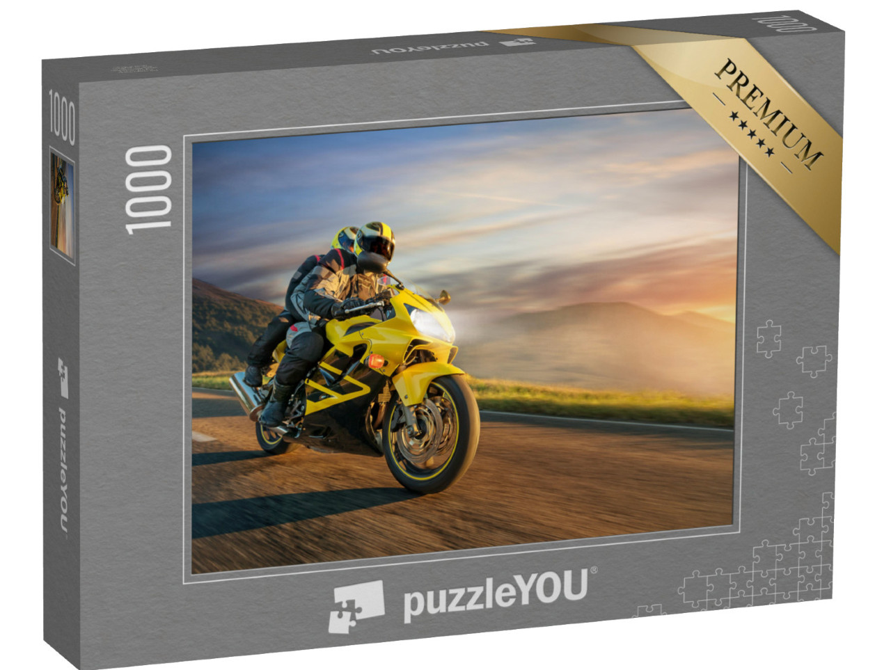 puzzle 1000 dílků „Motocyklista odjíždí do západu slunce“