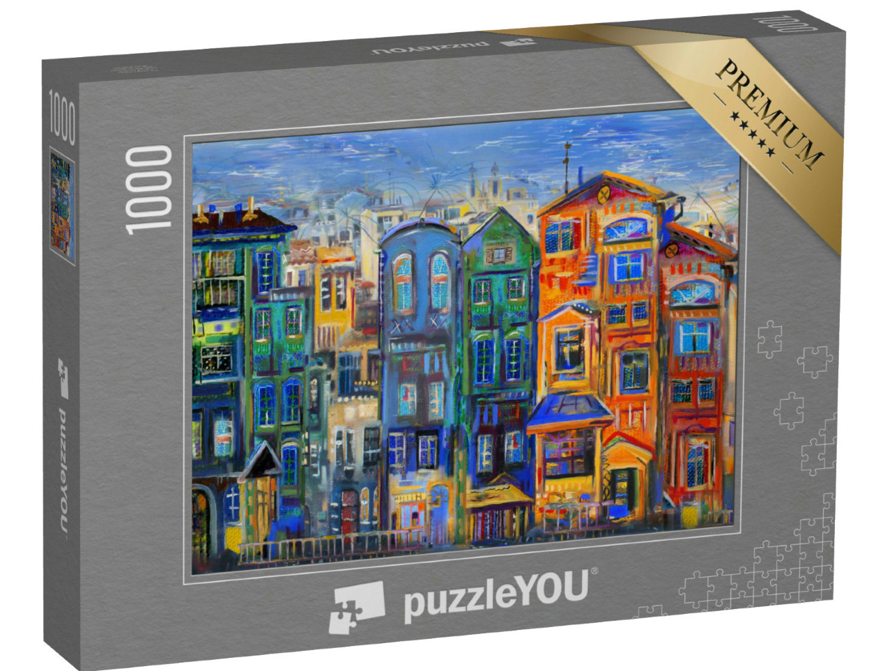 puzzle 1000 dílků „Olejomalba: Barevné domy“