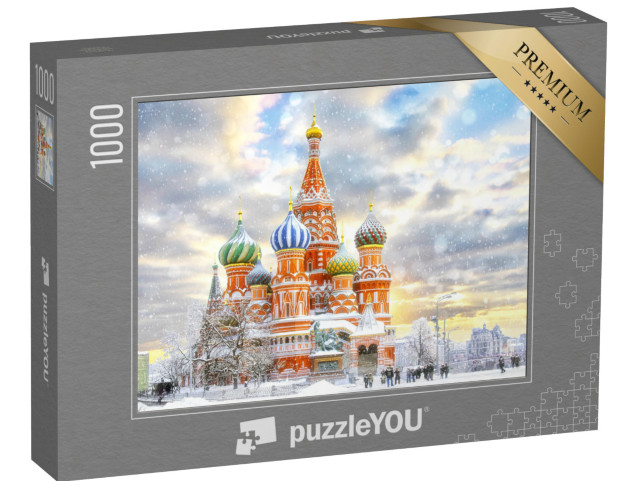 puzzle 1000 dílků „Moskva: Rudé náměstí s chrámem svatého Basila, Rusko“