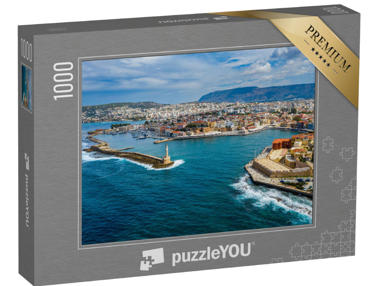 puzzle 1000 dílků „Panoramatický pohled shora na město Chania, ostrov Kréta, Řecko“