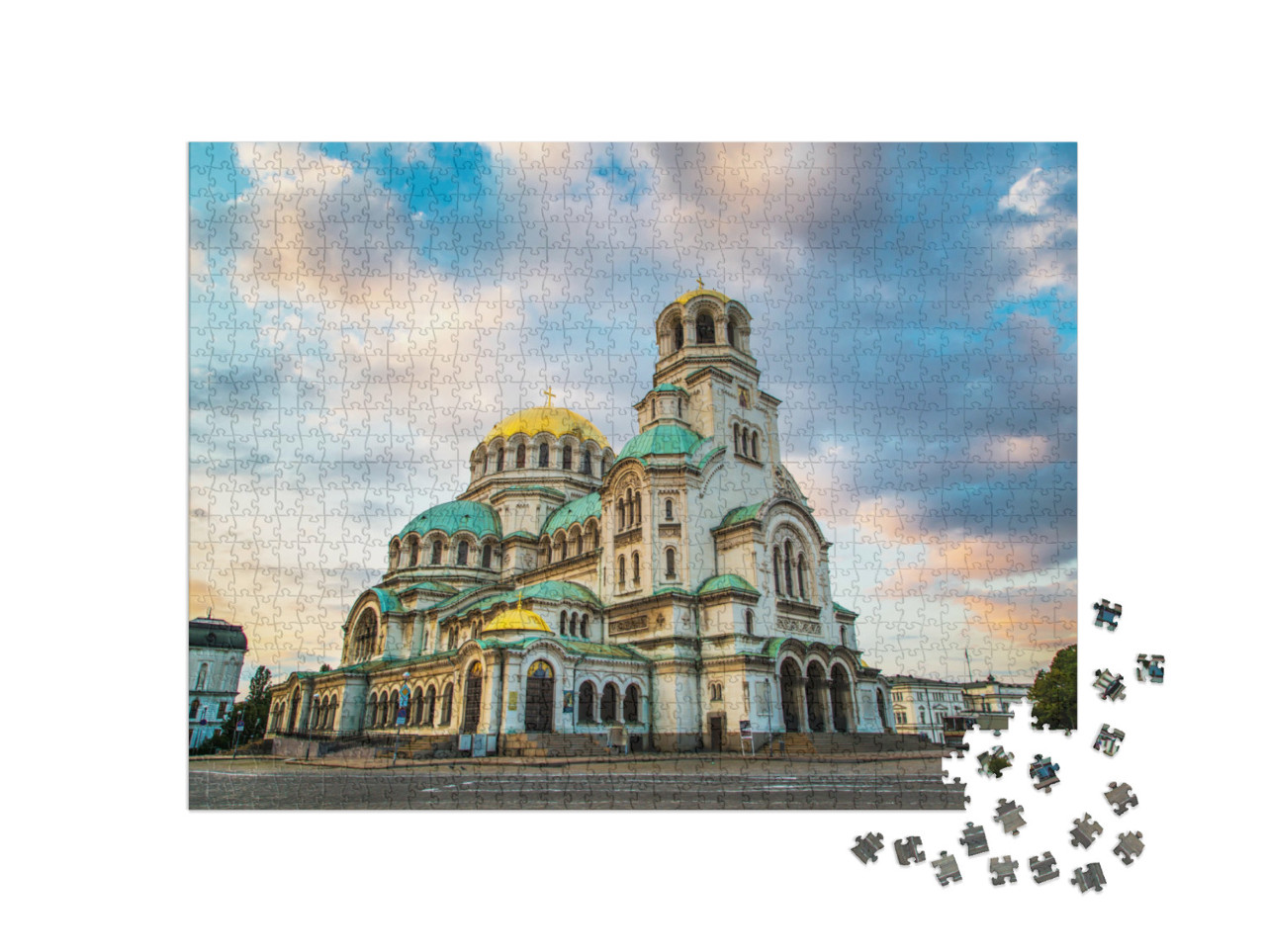 puzzle 1000 dílků „Katedrála svatého Alexandra Něvského, centrum Sofie, Bulharsko“