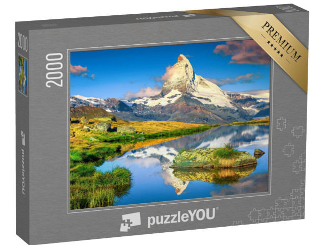 puzzle 2000 dílků „Úchvatný Matterhorn a nádherné Stellisee, Zermatt, Švýcarsko“