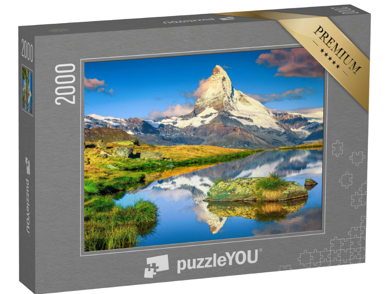 puzzle 2000 dílků „Úchvatný Matterhorn a nádherné Stellisee, Zermatt, Švýcarsko“
