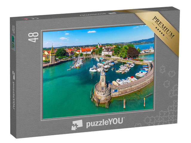 puzzle 48 dílků „Staré město a molo v Lindau u Bodamského jezera, Německo“