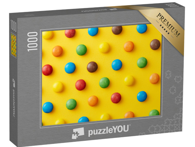 puzzle 1000 dílků „Barevné sladkosti na žlutém pozadí“