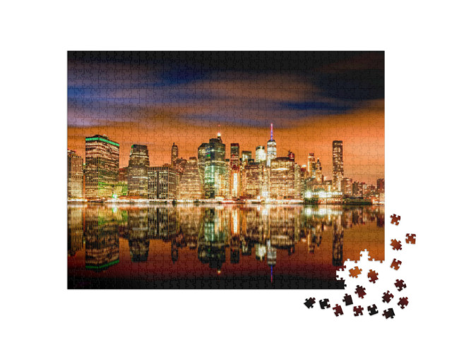puzzle 1000 dílků „Panorama s Brooklynem a Manhattanem, New York, USA“
