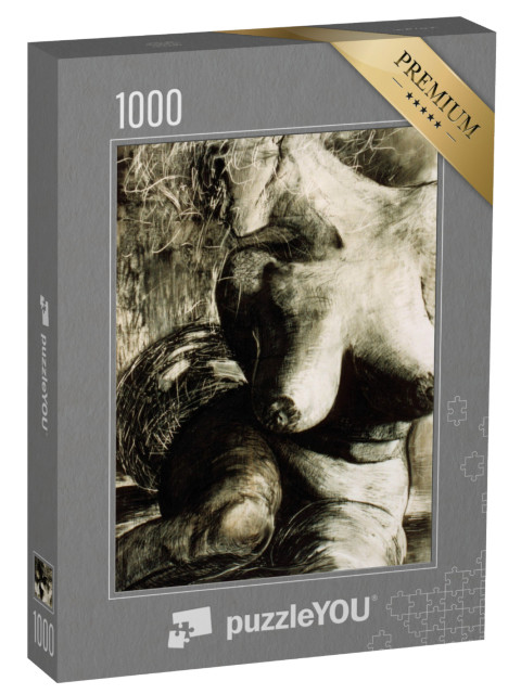 puzzle 1000 dílků „Kresba tužkou: Smyslné nahé ženské tělo“