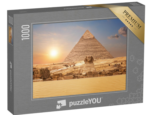 puzzle 1000 dílků „Pohled na Sfingu a pyramidu, Egypt“