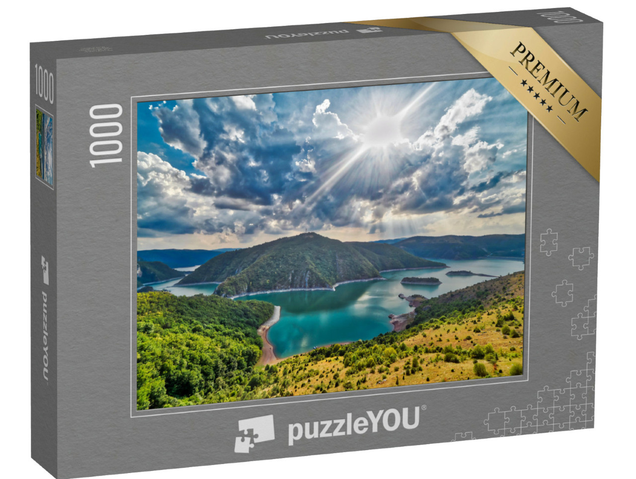 puzzle 1000 dílků „Vyhlídka na jezero Uvac, Zlatar, Srbsko“