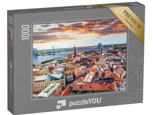 puzzle 1000 dílků „Pohled na Staré město Rigy z ptačí perspektivy“