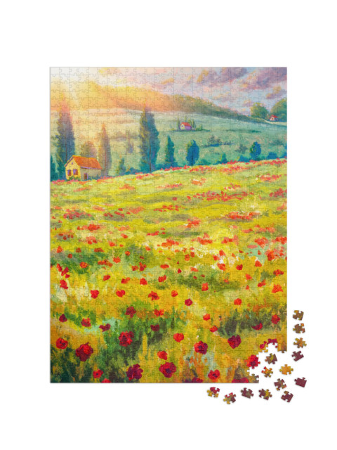 puzzle 1000 dílků „Červené máky, Claude Monet Impresionismus“