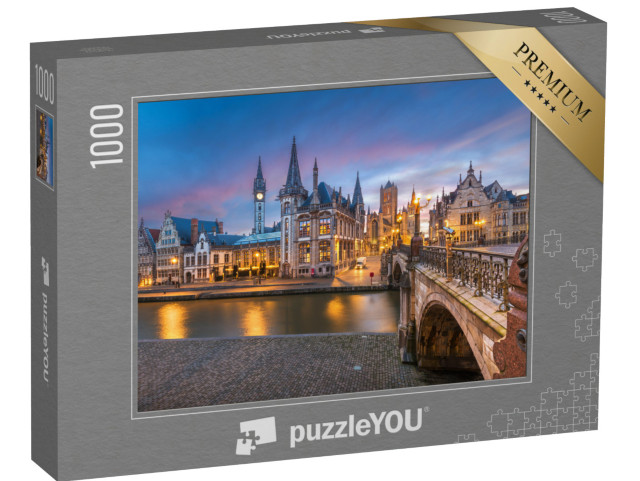 puzzle 1000 dílků „Staré centrum Gentu za svítání, Belgie“