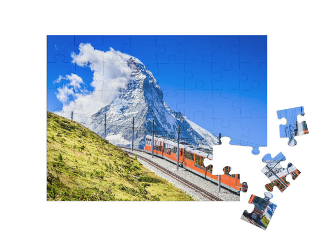 puzzle 48 dílků „Železnice Gornergrat na Matterhornu, Švýcarsko“