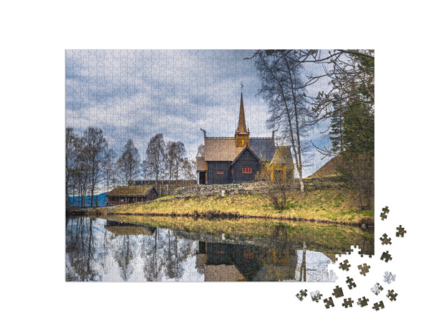 puzzle 1000 dílků „Kostel Garmo Stave, Lillehammer, Norsko“