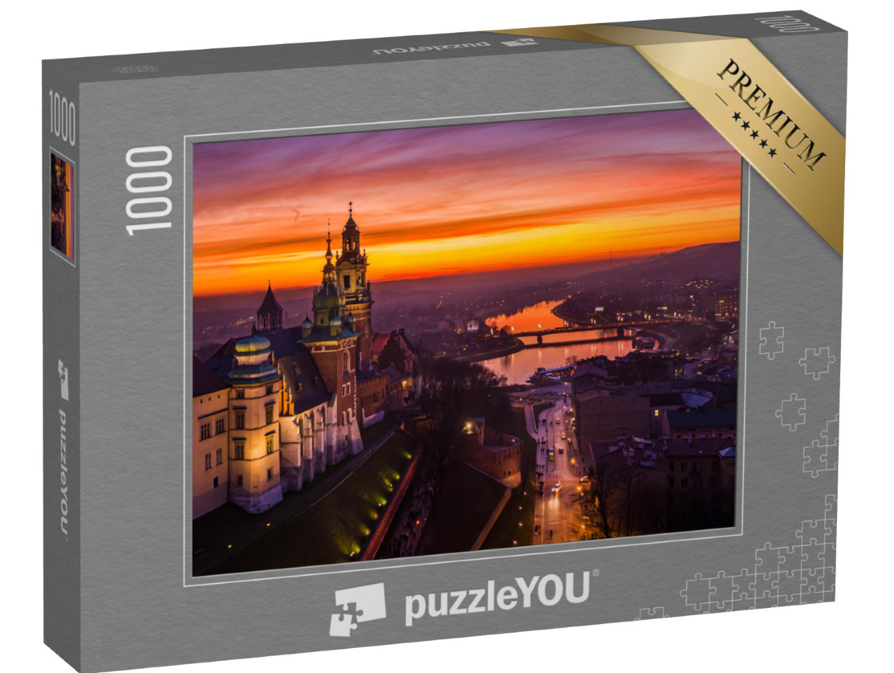 puzzle 1000 dílků „Západ slunce nad hradem Wawel, Krakov, Polsko“