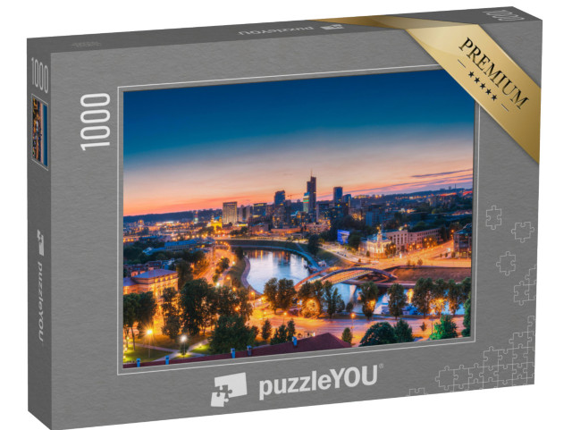 puzzle 1000 dílků „Moderní kancelářské budovy a mrakodrapy: obchodní čtvrť Vilniusu, Litva“