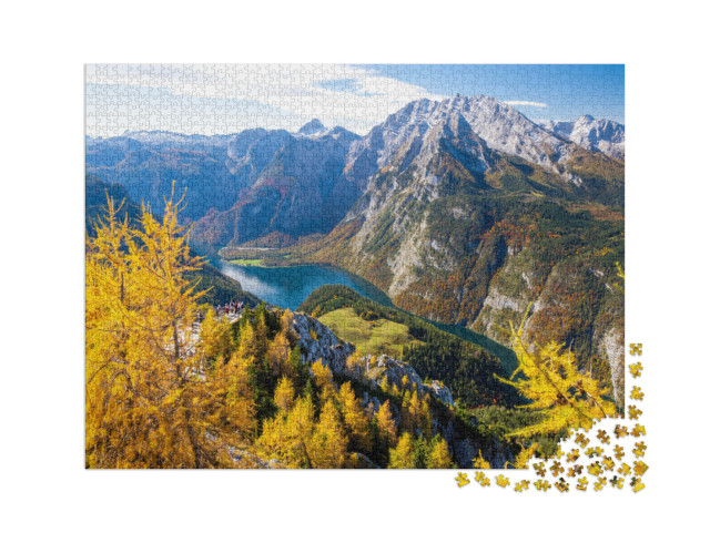 puzzle 2000 dílků „Watzmann u jezera Königssee v Národním parku Berchtesgaden, Bavorské Alpy“