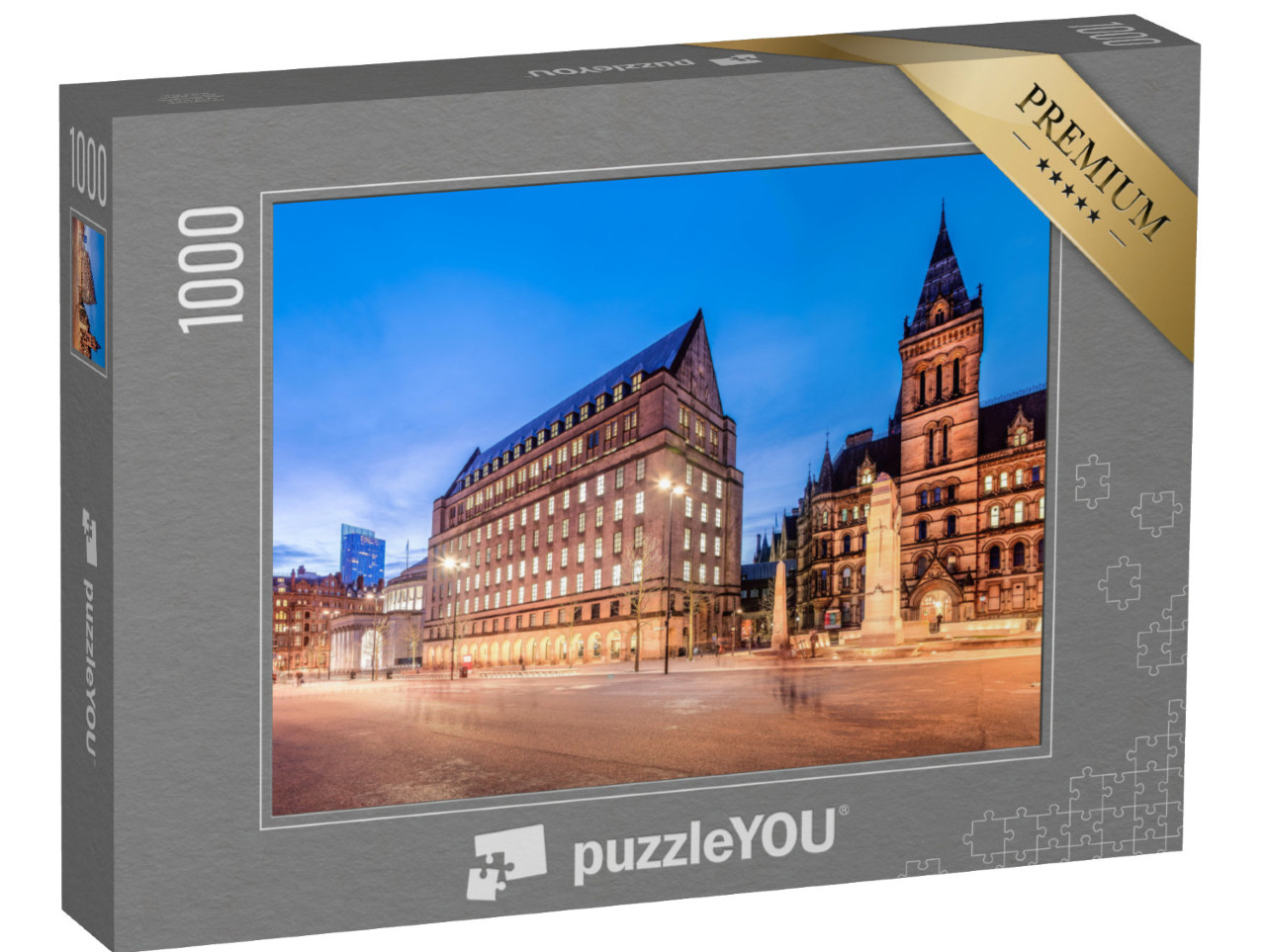 puzzle 1000 dílků „Stará a nová radnice v centru Manchesteru, Anglie“