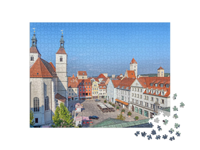 puzzle 1000 dílků „Neupfarrplatz a Neupfarrkirche, Regensburg, Německo“