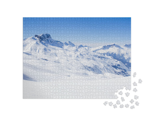 puzzle 1000 dílků „Zasněžený Acher Burgberg v zimě“