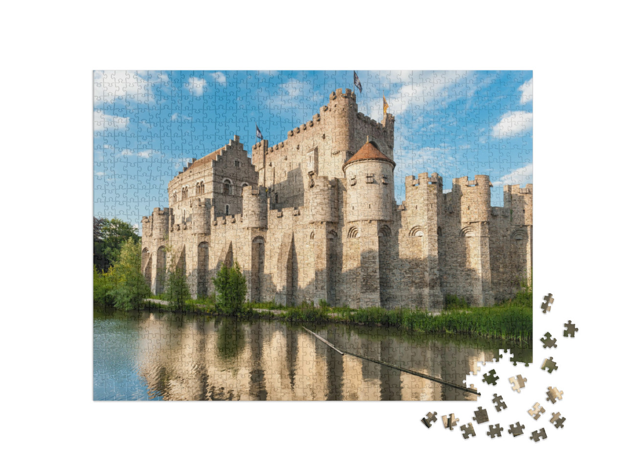 puzzle 1000 dílků „Legendární hrad Gravensteen v belgickém Gentu“