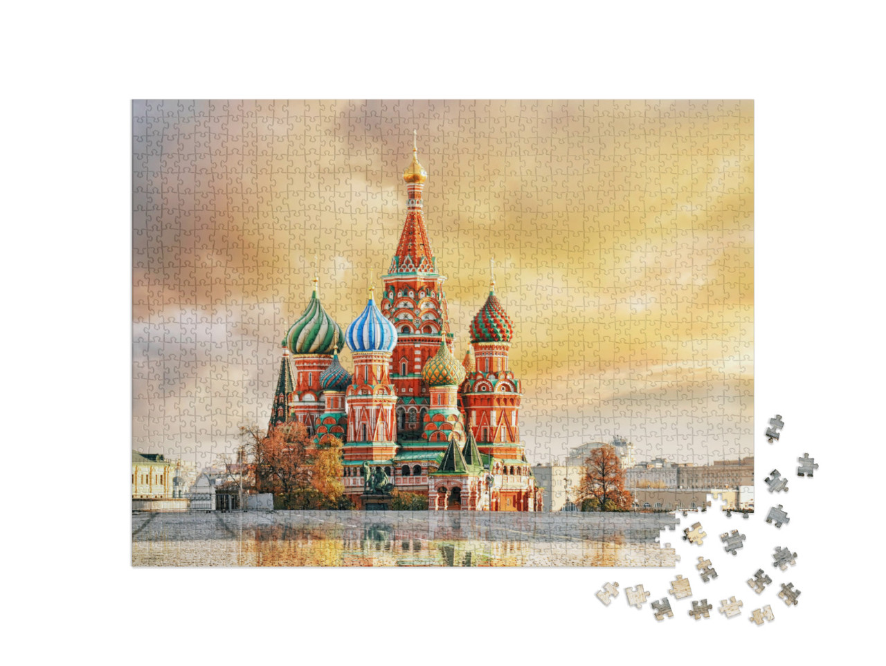 puzzle 1000 dílků „Pohled na katedrálu svatého Basila na Rudém náměstí, Moskva, Rusko“