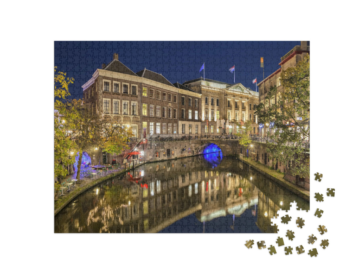 puzzle 1000 dílků „Kanál v historickém centru Utrechtu, Holandsko“