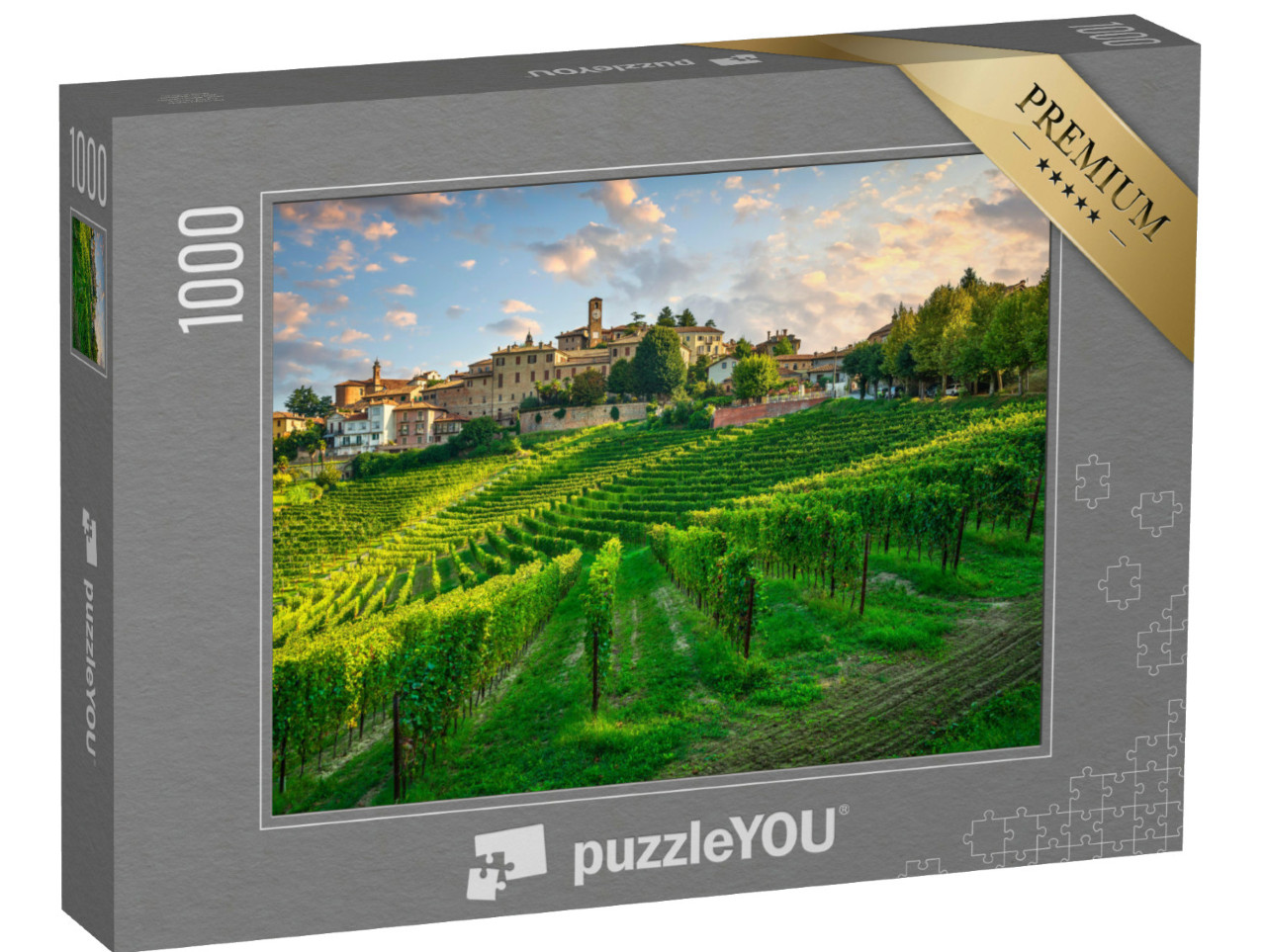 puzzle 1000 dílků „Vesnice Neive a vinice Langhe“