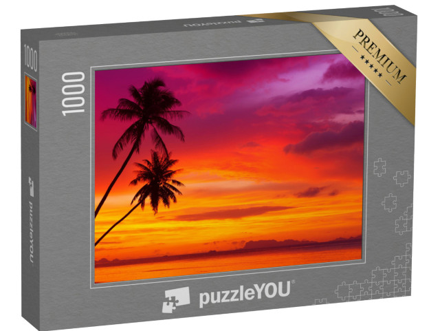 puzzle 1000 dílků „Zářící západ slunce na tropické pláži“
