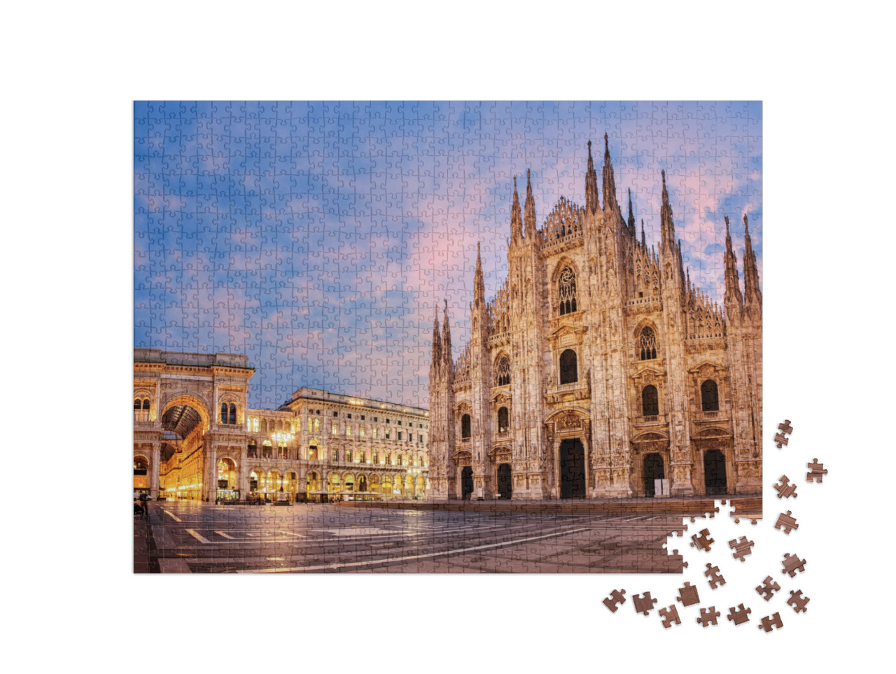 puzzle 1000 dílků „Milánská katedrála: Duomo di Milano při východu slunce, Itálie“