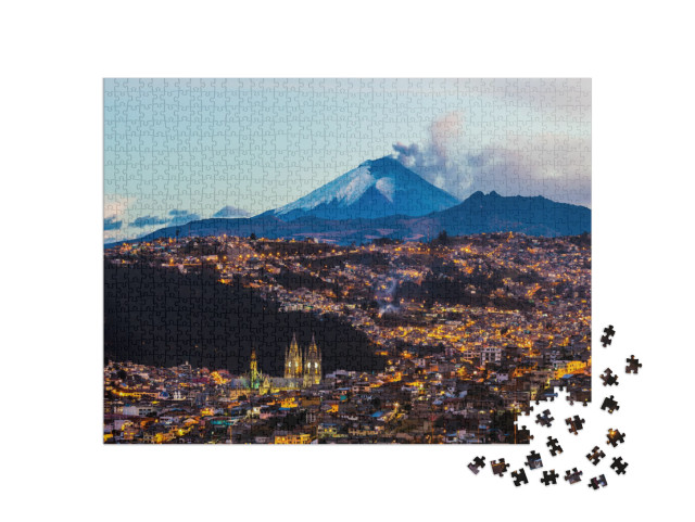 puzzle 1000 dílků „Erupce sopky Cotopaxi při pohledu z ekvádorského Quita“