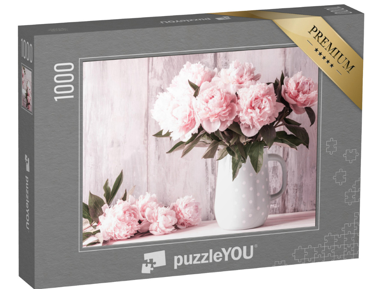 puzzle 1000 dílků „Kytice pivoněk v bílém džbánu“